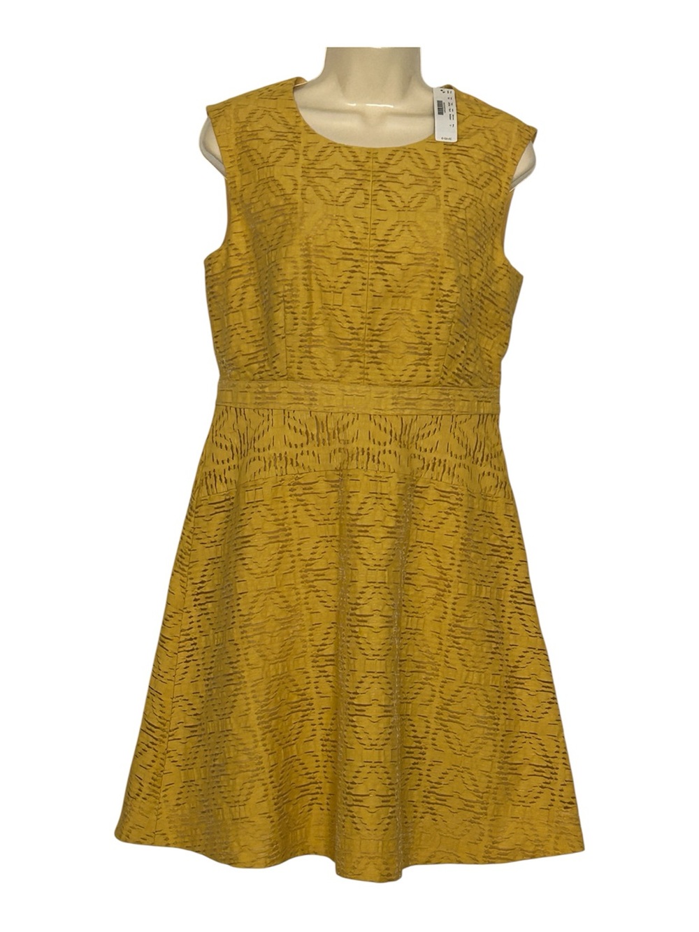J. Crew Mustard Textured Sleeveless Fit-and-Flare Dress